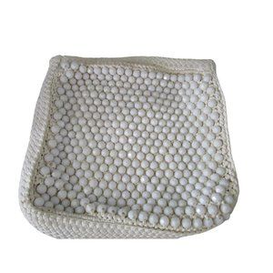 Vintage Lefcort Italy White Woven Beaded Clutch Damaged No Missing Beads Upcycle